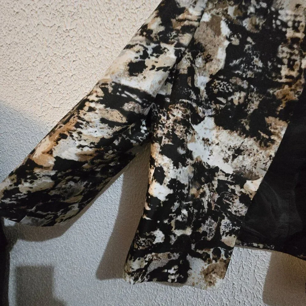 Kasper Womens Abstract Print Open‎ Front Blazer Jacket Size 14 Multicolor grunge
